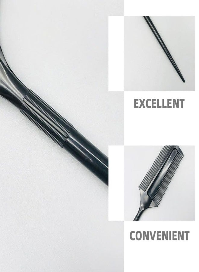minkissy 4pcs Black Smoothing and Sectioning Brush Set Double Sided Comb for Edge Teasing Parting and Ballroom Dancing Hair Styling - Image 5